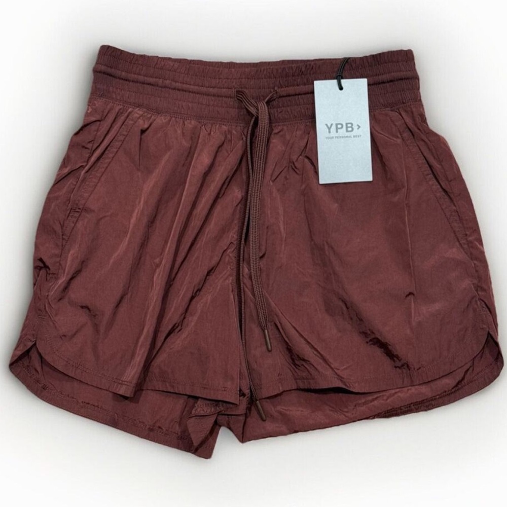 Abercrombie & Fitch YPB motionTEK High Rise Lined Workout Shorts Coca Brown NEW
